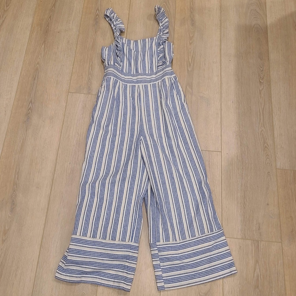 Lulus Striped Jumpsuit with Ruffle Sleeve